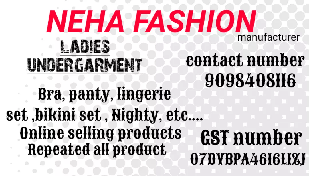 Visiting card store images of Neha Fashion
