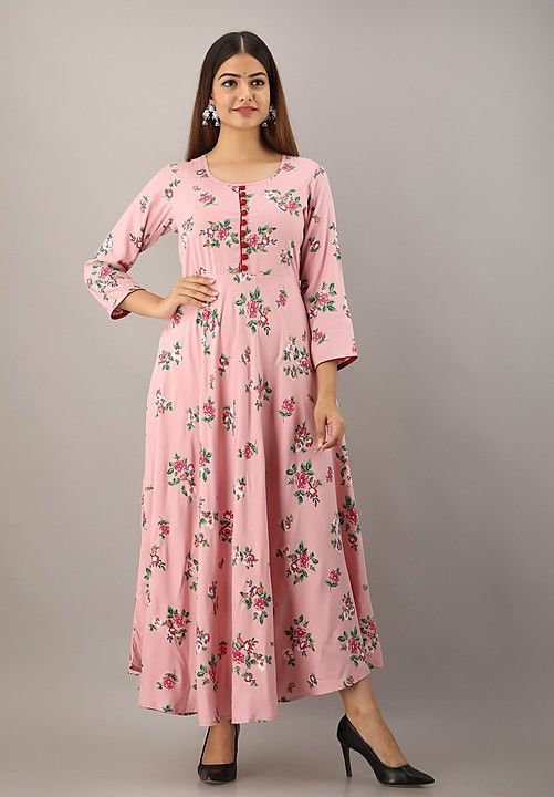 Rayon floral printed maxi dress/ anarkali gown uploaded by Impexart Pv. Ltd. on 11/19/2020