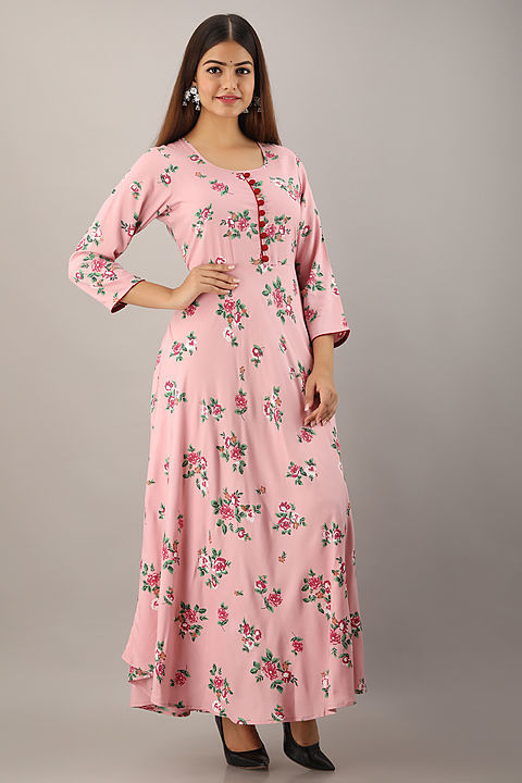 Rayon floral printed maxi dress/ anarkali gown uploaded by Impexart Pv. Ltd. on 11/19/2020