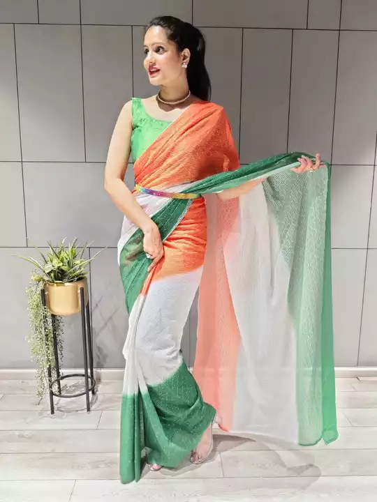 Post image *INDEPENDENCE DAY SPECIAL SAREE*
*Presenting You Most Beautiful Latest Independence Day 1 Min Saree Collection*
*1 Min Ready To Wear Saree With Our Real Modeling Shoot*
Fabric Details
Saree : *Premium Georgette Embellished With Beautiful Print And Heavy Sequins Work All Over*
Blouse : *Premium Bangalori*( Unstitched ) 
*With Free Diamond Belt*
Note*Best Quality**Showroom Finishing**Free Belt*
Price 1249/-
Whatsapp - 9051977858
 #southindianstyle #white #saree #indianwear #clothing #dressstyle #fashion #ethnicwear #southindianwear #sarees #partywear #onlineshopping #indianfashion #weavingwork #independenceday #15thaugust