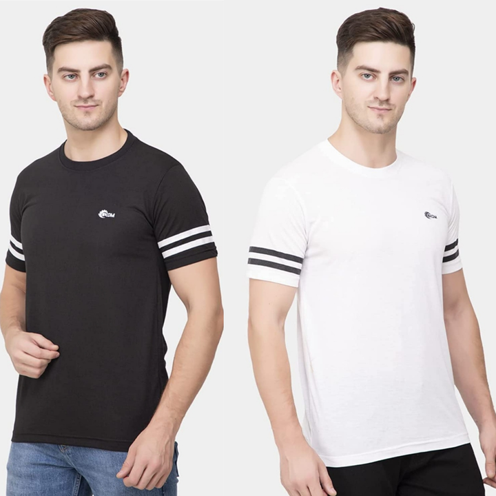 Black & White Cotton T - Shirt for Men uploaded by Nile Fashion ( India) / +91 - 9872855367 on 7/29/2022