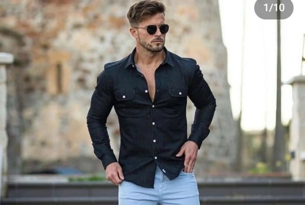 Post image I want 1 pieces of Denim fabric Black shirt.