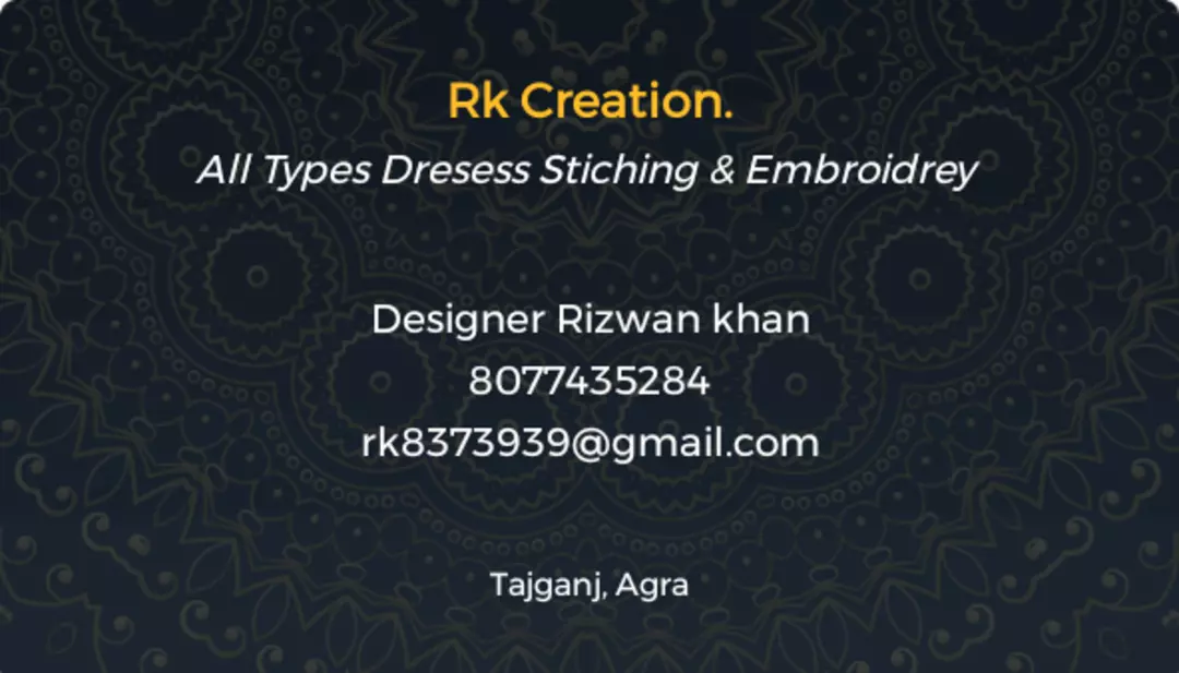 Visiting card store images of Rk Creation
