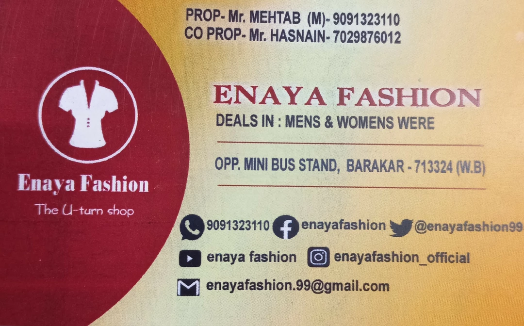 Visiting card store images of Enaya Fashion