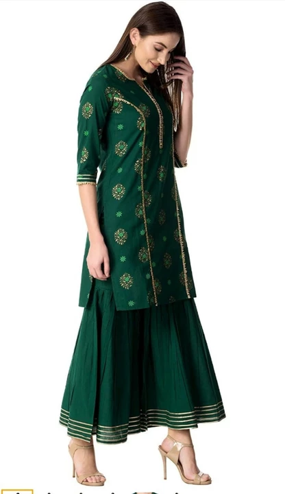 Green Kurti with sarara uploaded by business on 7/30/2022