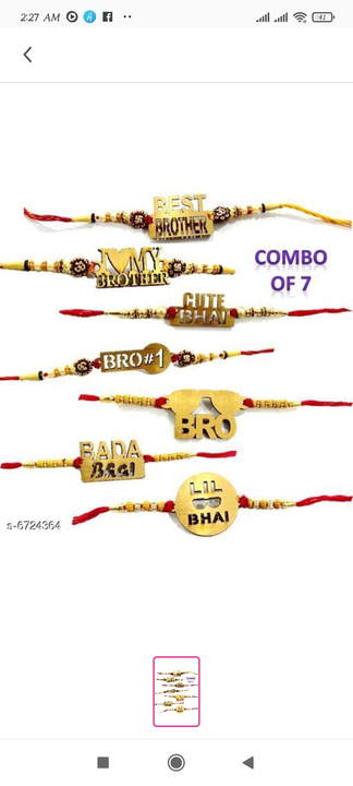 Post image Combo of 7 Rakhi.    Rs 399 free shipping anywhere in theIndia sent gift to your love one DM me if interested