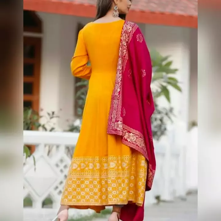 Yellow Gown with Dupatta uploaded by Kurti Mart on 7/31/2022