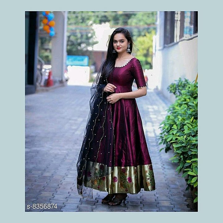 Trendy designer woven gown with dupatta uploaded by business on 11/20/2020