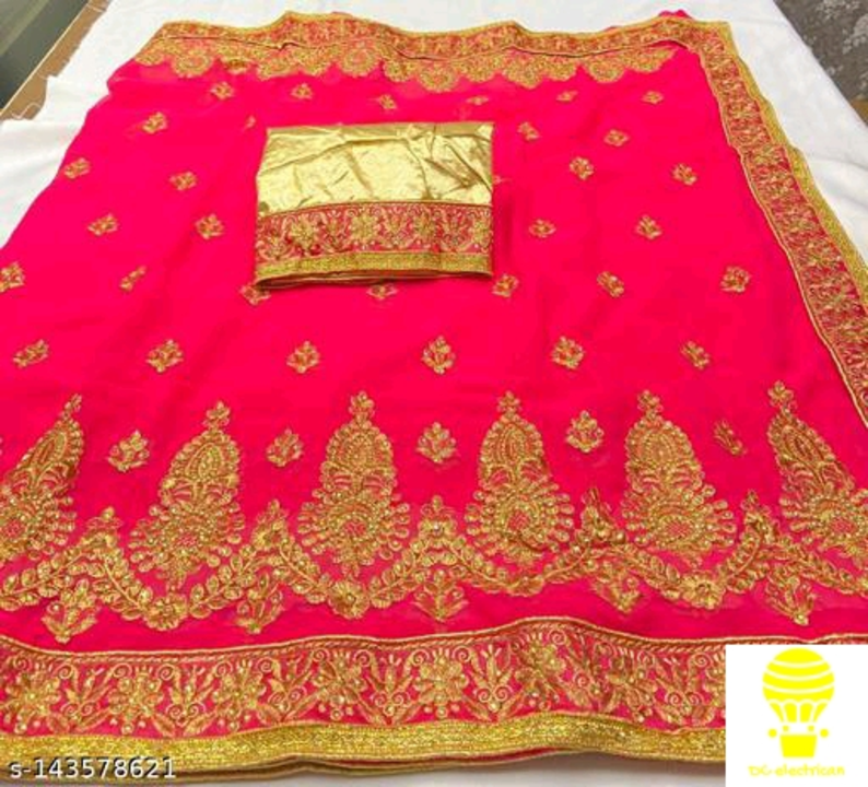 Trendy Bnadhani Georgette With Zari Embroidery Work And Diamond Saree 
Name: Trendy Bnadhani Georget uploaded by business on 7/31/2022