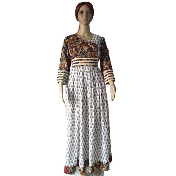 Hand Block Printed Floor Length Kurti With Kalamkaari And Tissue Details uploaded by Oxnrich Pvt Ltd on 11/20/2020