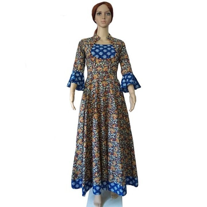 Pure Cotton Collared Floor Length Kurti Having Bell Sleeves with Back Details uploaded by Oxnrich Pvt Ltd on 11/20/2020