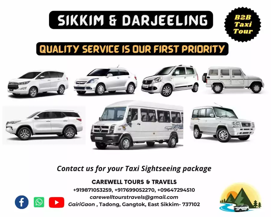 Sikkim & Darjeeling taxi Sightseeing Tour uploaded by Carewell Tours & Travels on 8/1/2022