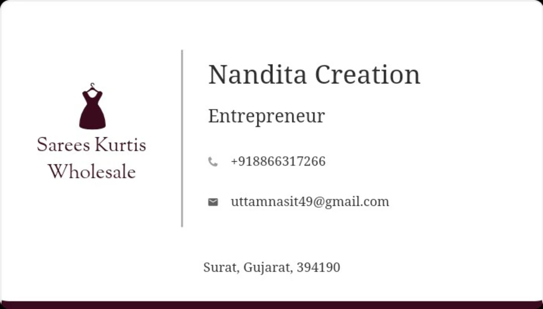 Visiting card store images of Nandita creation 