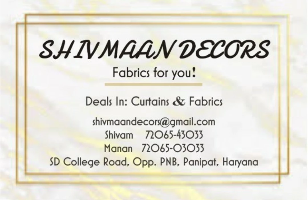 Visiting card store images of ShivMaan Decors