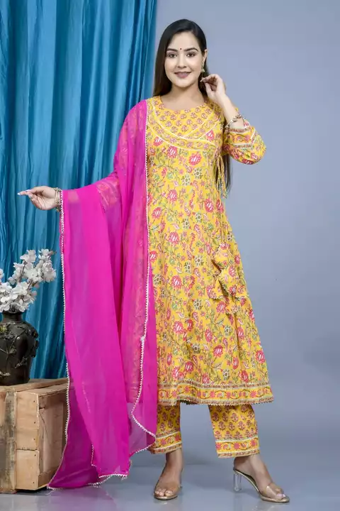Anarkali kruti with pant duptta uploaded by Mqueen creation on 8/1/2022