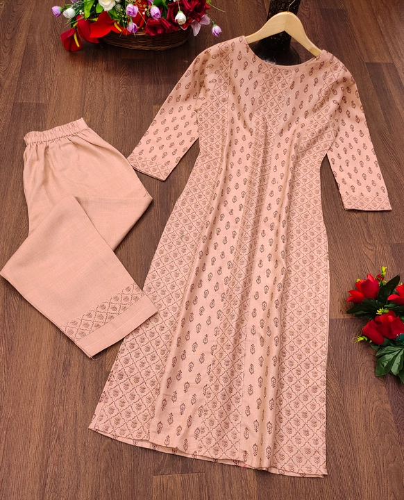 Exclusive Cotton printed kurti- pant set uploaded by Vihu fashion on 8/2/2022