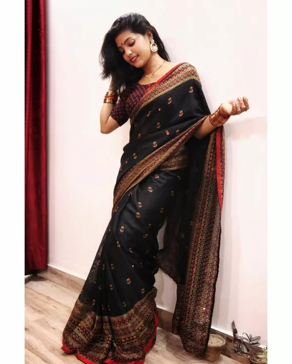 Linen jute silk saree uploaded by business on 8/2/2022