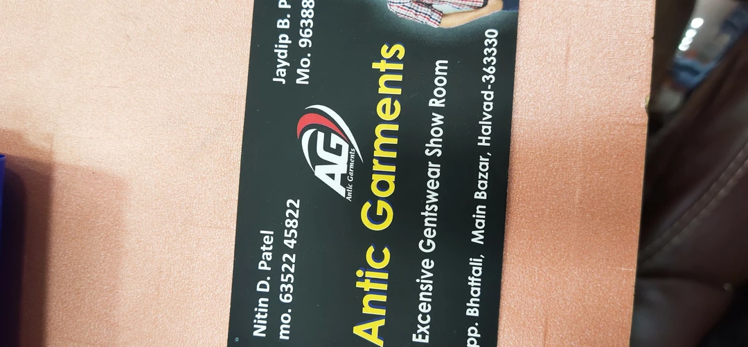 Visiting card store images of Antic garments