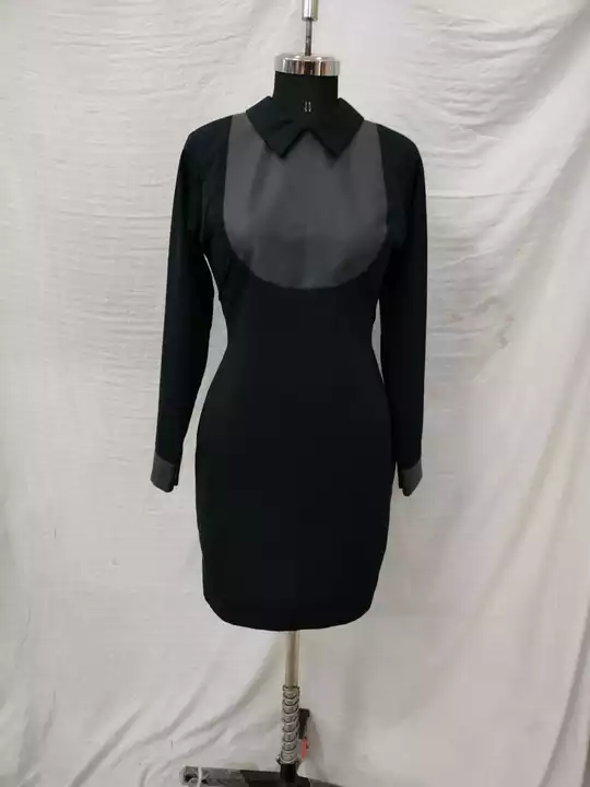 Dress in Black colour with leather patch work. uploaded by Freya House on 8/2/2022