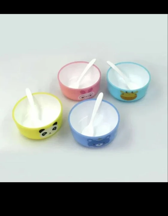 Plastic Animal Cartoon Colorful Plastic Bowl Set, 4 Pieces Bowl With 4 Spoons For Kids uploaded by H&K INTERNATIONAL on 8/2/2022