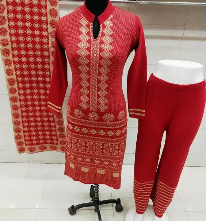 Soft keshmilon wool kurti Plazo with stall 3.pes set P=590 uploaded by Angoora Hosiery Mills Dal Bazar Ludhiana  on 8/2/2022