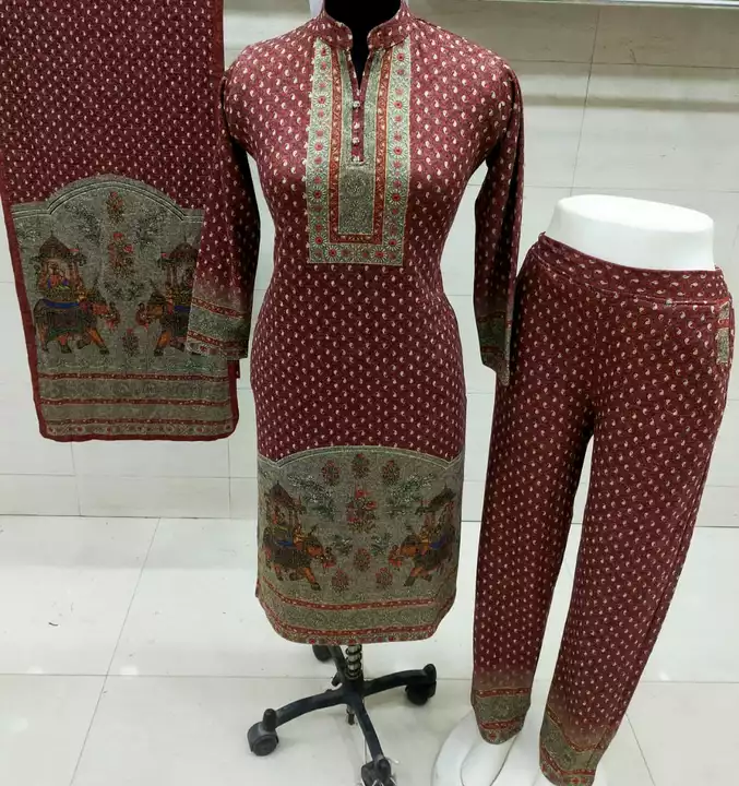 Soft karachi wool kurti pant with Stall, 3Pes set P=1290 uploaded by Angoora Hosiery Mills Dal Bazar Ludhiana  on 8/2/2022