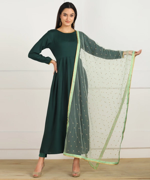 Rayon Gown Kurti With Embroidery dupatta set  uploaded by business on 8/2/2022