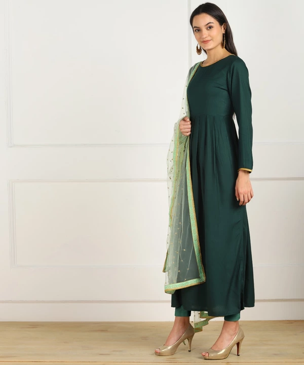 Rayon Gown Kurti With Embroidery dupatta set  uploaded by Pooja Trends on 8/2/2022