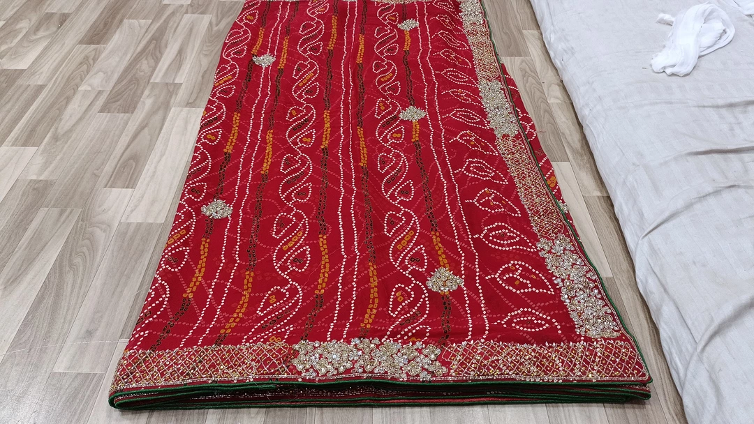 Red chunri saree uploaded by business on 8/2/2022