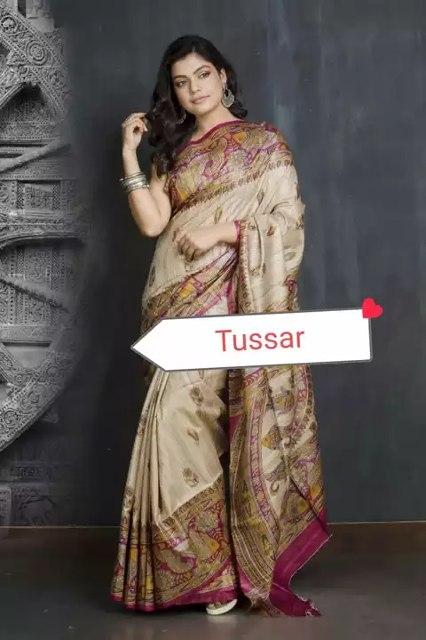 Tussr ghicha screen print silk saree manufacturer  uploaded by business on 8/2/2022