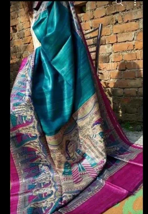 Tussr ghicha screen print silk saree manufacturer  uploaded by Silk saree manufactureri on 8/2/2022