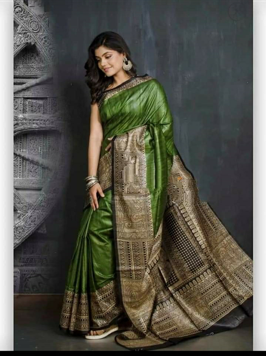 Tusar ghicha screen print silk saree manufacturer  uploaded by business on 8/2/2022