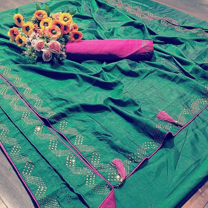 Post image 😍 NEW LAUNCH😍

*CATELOGE NAME - ZIGZAGE*

🧚‍♀ *We Launching latest Sarees Collections*  😇

💐💐Fabric : Vichitra silk with Hotfix  Work 5.50 mtr 

💐💐blouse : Banglori silk blouse length 0.80 mtr


*Ready stock*