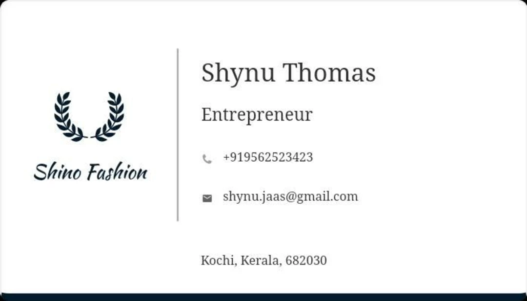Visiting card store images of SHINO FASHION STORE