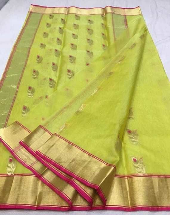Post image Description :- more colours. And saree  total length 6.5metre with 1metre blouse

Brightness golden  jari Patti 4.5 inch both side