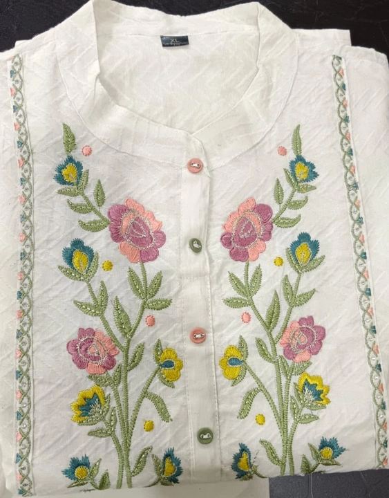 Embroidery round nack kurti  uploaded by business on 8/3/2022