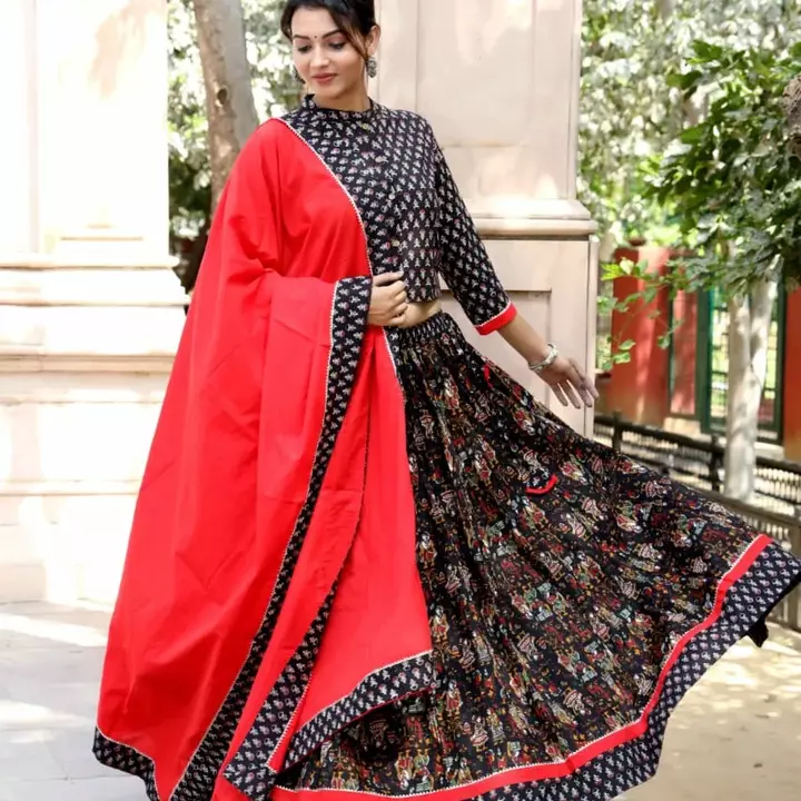 Bagru print top skirt with mulmul dupatta  uploaded by business on 8/3/2022