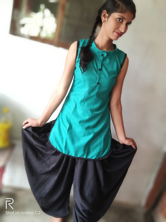 Dhoti salwar and collar neck kurti uploaded by Homemade garments on 8/3/2022