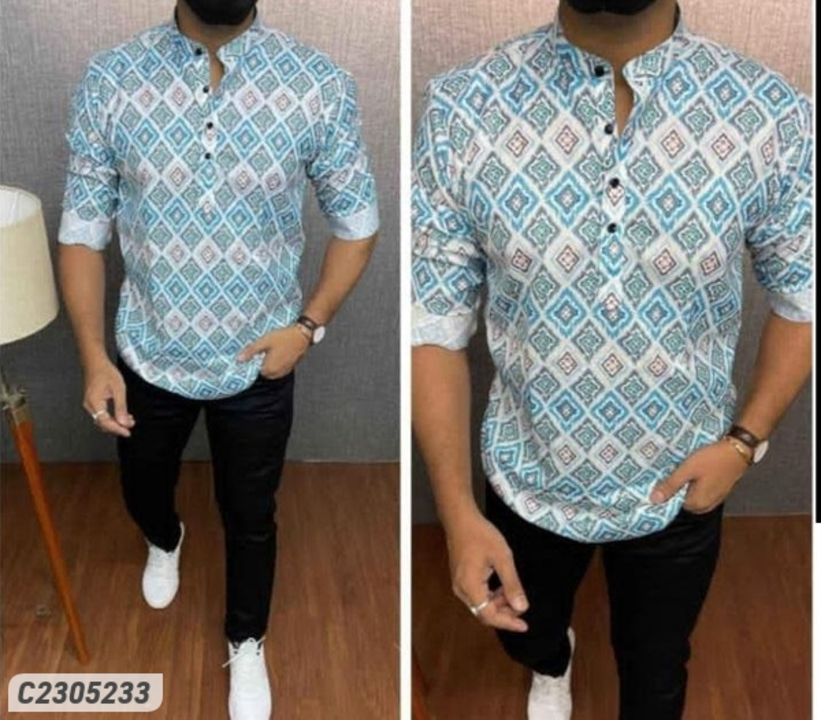 Cotton Printed Full Sleeves Mens Short Kurtas uploaded by ONLINE SHOPPING IN INDIA on 8/3/2022