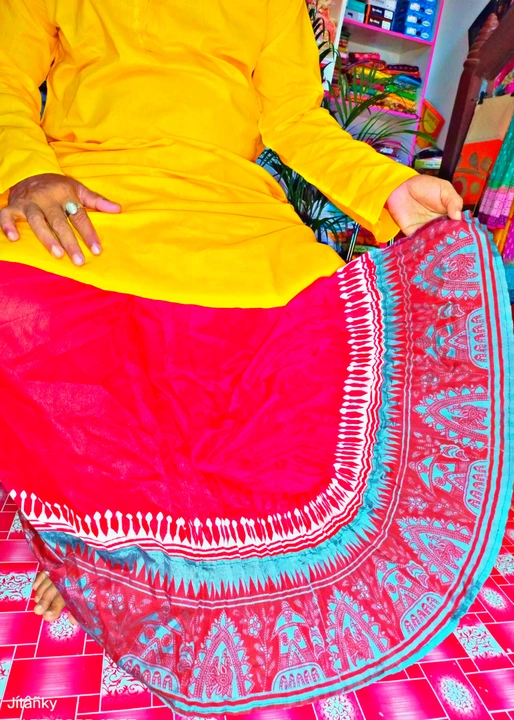 Post image Very beautiful silk printed dhoti, you can use it for other occasions besides wedding