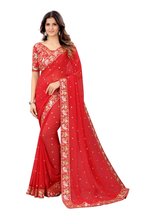 Post image * COL - 4*

FABRIC : Heavy GEORGETTE  saree

WORK  :EMBROIDERY SEQUENCE CODING  WORK IN SAREE &amp; BORDER WITH BEAUTIFUL BUTTI DESIGN

BLOUSE : BANGALORI SILK WITH SEQUENCE CODING EMBROIDERY WORK

👍BEST QUALITY PRODUCT

😍GET THIS AMAZING SAREE AND MAKE YOUR WARDROBE MORE BEAUTIFUL 😍

_DON'T COMPARE OUR QUALITY WITH OTHERS CHEAP SHOP SELLERS_