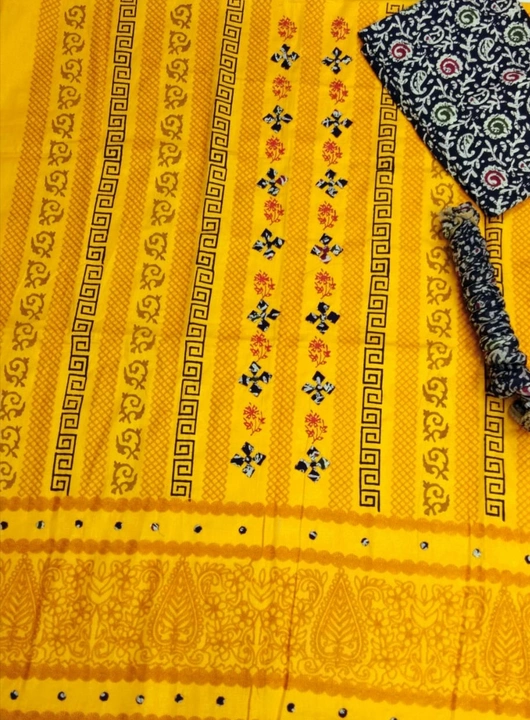 Beautiful heavy cotton jam sartin fabrics aplick work block print kalamkari salvarduppata uploaded by Archi fashion on 8/4/2022